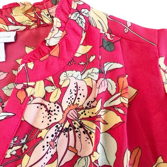 Liz Claiborne Floral Sleeveless Blouse Spring Easter NEW NWT pink Easter L #908 - Picture 6 of 10